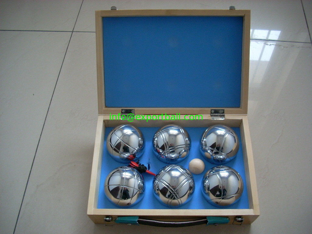 72mm wooden box bocce ball for sporting, petanque set, boules set for garden playing